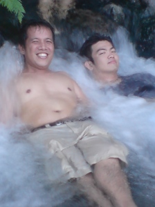 Ding and Karlo enjoying the water